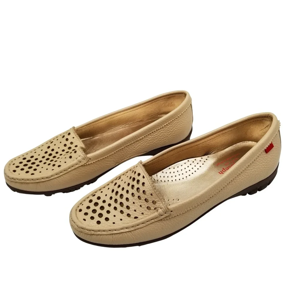 Marc Joseph New York Golf Mocassin‎ Womens 8X Beige Leather Perforated Loafers